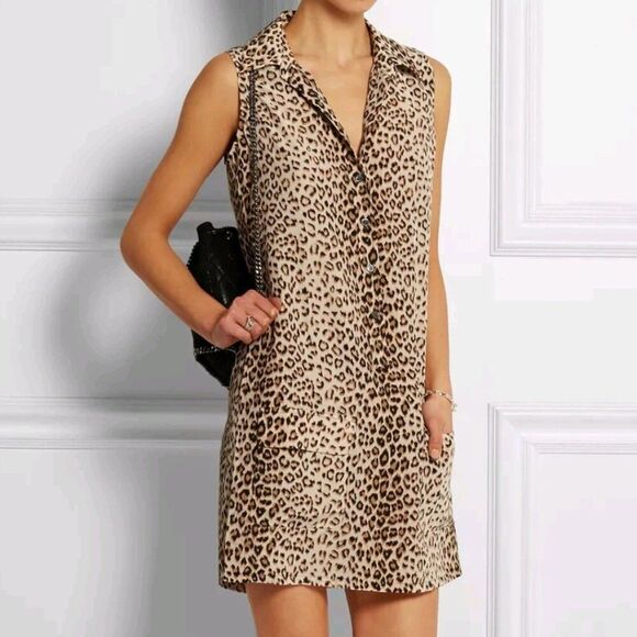 Equipment Femme Lucinda Leopard Print Shirt Dress Size S 100% Silk Animal Print - Picture 1 of 10